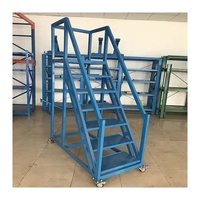 Plateforme roulante multi-niveaux à 5 étages en acier industriel personnalisée, protection contre la corrosion, échelles mobiles pour entrepôt