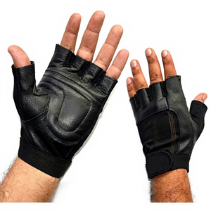 Grip Active Half Finger Leather Gym <b>Gloves</b> for <b>Weight</b> Lifting and Gym Training Non-Slip Breathable - Product Image 1