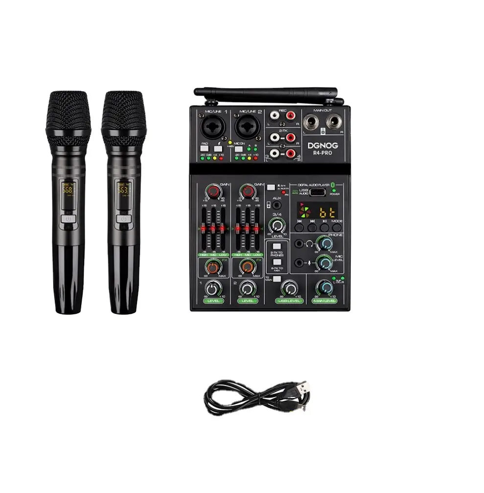Professionele Digitale Audio Mixer Met Dual Draadloze Microfoon Kit Voor Ktv Karaoke Zingen Live Show Dj
