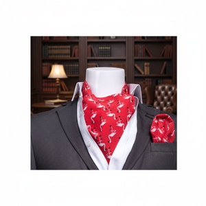 <b>Red</b> Stork Pattern Men's Textile Scarf <b>Handkerchief</b> Set One Size - Product Image 3