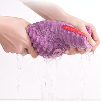 FF6437 Serviette de séchage pour cheveux à rayures avec logo personnalisé pour femmes, turban pour cheveux, bonnet en polaire corail super absorbant