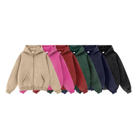 Venta al por mayor de ropa de calle unisex, sudadera de gran tamaño 355GSM, sudadera con cremallera completa, Sudadera con capucha con cremallera y lavado ácido, logotipo personalizado, Sudadera con capucha para mujer