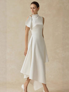 Nouveau produit <span class=keywords><strong>Robe</strong></span> longue élégante pour femmes, <span class=keywords><strong>robe</strong></span> cintrée à la taille, coupe ajustée, <span class=keywords><strong>robe</strong></span> <span class=keywords><strong>blanche</strong></span> irrégulière - Product Image 3