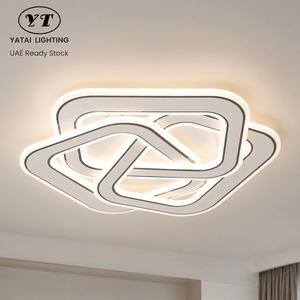 Lámpara de techo LED moderna, geométrica, regulable, de acrílico, montaje en superficie, control remoto, tricolor, para sala de estar y dormitorio - Product Image 1