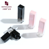 Portable Unique Design 4ml Forme Carrée Dégradé Rose Dégradé Noir Lipgloss Tube D'huile À Lèvres