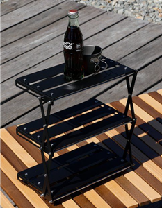 מדף מתכת שחור חיצוני קל משקל מתקפל מדף תלת קומות - Product Image 2