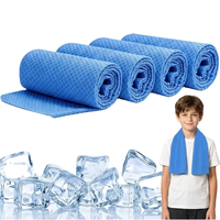 Serviettes rafraîchissantes PVA pour enfants, lot de 4, rectangulaires, pour le cou et le visage, bleues |   Protection solaire UPF 50+ réutilisable pour les sports d'été, les voyages, le camping et les activités de plein air