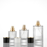 Venta caliente botella de Perfume de lujo 30ml 50ml 100mL botella de Perfume de vidrio redondo transparente botella de Perfume única
