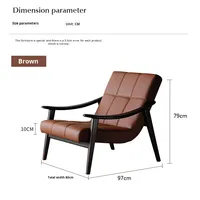 Fauteuil en cuir véritable italien avec accoudoirs en bois de frêne blanc, canapé de salon moderne de luxe