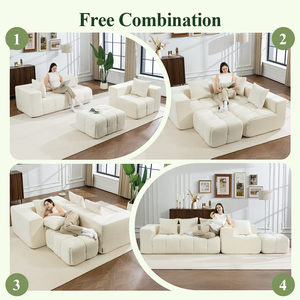 Cheap Meroow MS2 UK Local Stock Large Sectional <b>Sofa</b>, Tufted Design 225cm Width Seating Modular Couch - Product Image 6