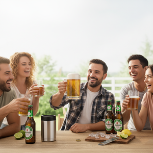 كوب بيرة زجاجي سعة 22 أونصة مع جرس معدني، هدية مبتكرة للرجال والآباء والأصدقاء - Product Image 4