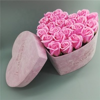Cajas de Regalo de Terciopelo al por Mayor, Cajas de Cartón con Forma de Corazón Rosa para Rosas Preservadas, con Logotipo Personalizado