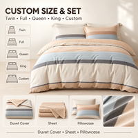 Ensemble de linge de lit 100 % coton personnalisé OEM ODM, housse de couette, drap plat, taie d'oreiller pour dortoir étudiant, vente en gros