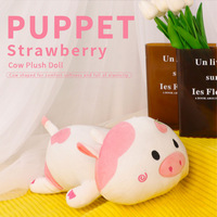 Nouveau coussin décoratif transfrontalier en forme de vache fraise, jouet en peluche en forme d'animal, rembourrage en coton PP, coussin de dossier, Chine