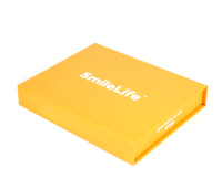 Élégante boîte en papier A4 jaune en forme de livre petit emballage pour les cadeaux de la Saint Valentin stratification mate gaufrage revêtement UV impression