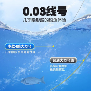 สายเบ็ดตกปลา Giant Fin King 0.03 Pe Line 4 Strand Dyneema แบบถัก ความแข็งแรงสูง มองไม่เห็น ใช้ได้ทั้งน้ำทะเลและน้ำจืด สำหรับตกปลาคาร์พ - Product Image 1