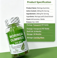 Complément Alimentaire Marque Blanche : 60 Gummies de Moringa, Extrait de Feuilles et Graines de Moringa 240mg, Sans OGM