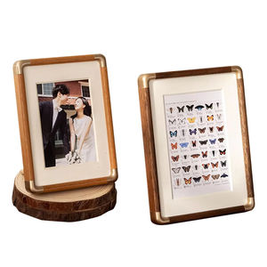 Marco de Fotos de Madera Sólida con Esquinas de Cobre de Buena Calidad, 6 Pulgadas, Estilo Vintage, Nogal Negro, Marco de Fotos de Lujo - Product Image 1
