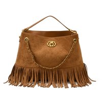 Nouveau sac fourre-tout hobo en daim vintage léger avec fermeture éclair et franges pour femme