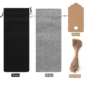 <strong>Wholesale</strong> Custom Printing Logo Christmas Wine Packaging <strong>Tote</strong> Glass Carrier <strong>Bag</strong> <strong>Jute</strong> Drawstring <strong>Bag</strong> for Shopping - Product Image 2