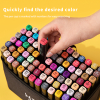 Vente en gros 24/36/60-Color Set Double-Head Oily Aquarelle Noir Rod Marqueurs Tissu Sac Cadeau Boîte Carré Rod Art Pen Noir Blanc