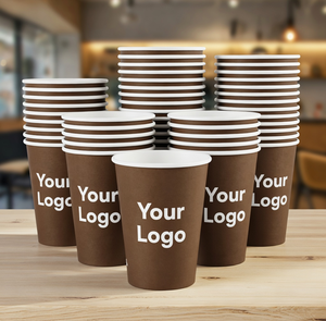 Gobelets en papier à paroi simple pour café, 8oz, 12oz, 16oz, imprimés sur mesure, pour boissons chaudes à emporter, emballage de café avec couvercle, vente en gros - Product Image 1