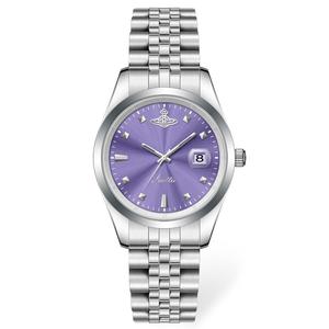 Montre bracelet en acier pour dames avec calendrier et cadran coloré - Product Image 3