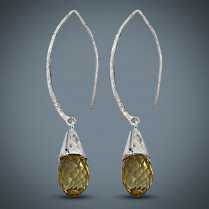 Boucles d'oreilles Art Palace en argent 925 avec pierre naturelle topaze goutte d'eau, sertissage clos vintage, pour femme, mariage et usage quotidien - Product Image 2