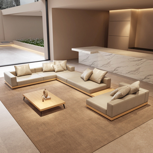 Sofá Seccional Moderno con <span class=keywords><strong>Chaise</strong></span> <span class=keywords><strong>Longue</strong></span>, Estilo Villa, Madera Sólida, para Sala de Estar, con Tecnología de Látex y Tapicería de Tela - Product Image 1