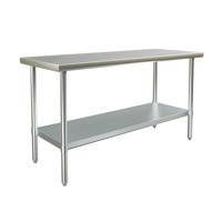 Table de travail robuste en acier inoxydable haute densité, avec structure tubulaire ronde, résistante à la corrosion, pour cuisine commerciale