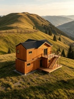 Villa modulaire mobile préfabriquée, maison portable en acier isolée pour une résidence familiale permanente