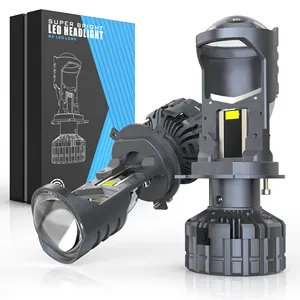 Siêu Sáng H4 6000K xe đèn bóng đèn Kính lúp Laser H4 LED chiếu Đèn Pha Bi LED ống kính máy chiếu Kit de bombillas LED