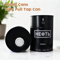 Boîte en fer blanc mat personnalisée 700 ml, qualité alimentaire, avec bec verseur à pression 24 mm et ouverture facile pour vodka et vin