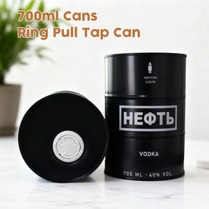 กระป๋องดีบุกสีดำแบบกำหนดเอง 700 มล. เกรดอาหาร ผลิตจากโรงงาน พร้อมจุกกดขนาด 24 มม. สำหรับบรรจุวอดก้า NEFT และไวน์ - Product Image 3