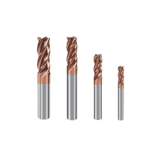 Manufacturer HRC55 Solid Tungsten Carbide End Mill 4 Flute Flat Milling Cutter For Steel Cutting Tools Square Type CNC Machine