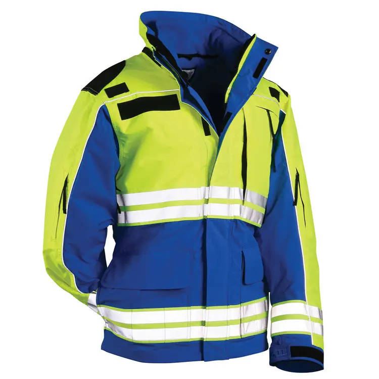 Uniforme de trabajo de seguridad amarillo de alta visibilidad para hombres, ropa de trabajo de seguridad de doble capa con forro polar, chaquetas de seguridad de patrulla