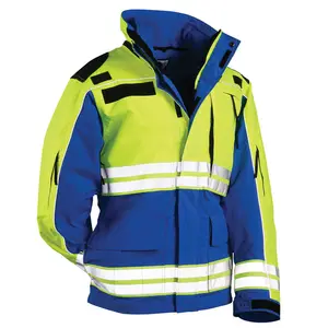 Uniforme de vêtements de travail de sécurité jaune haute visibilité vêtements de travail de sécurité pour hommes Double couche avec doublure en polaire vestes de sécurité de patrouille de sécurité