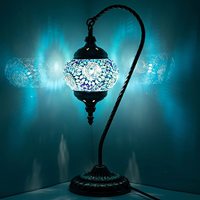 Lampe de chevet turque en verre teinté, col de cygne, mosaïque colorée faite à la main de Marrakech