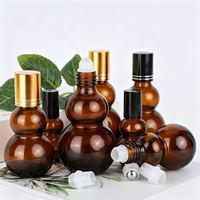 Flacon roll-on en verre ambré pour huiles essentielles 20ml 30ml 50ml 100ml, contenant de sérum opaque, emballage cosmétique en forme de gourde