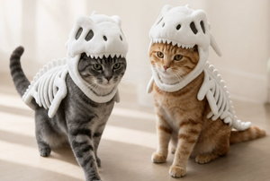 Disfraz de peluche de esqueleto de dinosaurio para mascotas, traje suave y cálido con calavera, ropa de cosplay de Halloween para perros pequeños y medianos, gatos, fiestas navideñas - Product Image 2