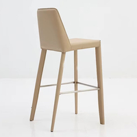 Tabouret de bar ShanMu en cuir, design nordique moderne de luxe léger, dossier haut, pieds longs, usage commercial, origine Chine