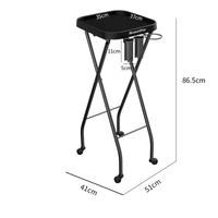 Chariot de service pliable noir moderne en acier inoxydable pour chambre et salon, chariot de beauté pour salon