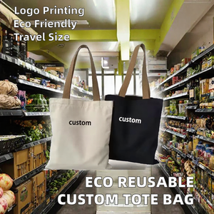 Sac fourre-tout en toile de calicot bio réutilisable et écologique avec fermeture éclair longue, personnalisable avec logo, faible MOQ, recyclé, pour courses - Product Image 2
