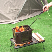 Bâton de brazier 2-en-1 détachable en fer pour foyer extérieur, outils de barbecue, peinture époxy noire