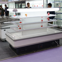 Lemari Pendingin Display Komersial Tipe Island, Showcase Multi-deck Terbuka Kustom, Bahan Stainless Steel 304 untuk Buah di Supermarket