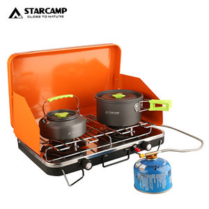 STARCAMP Réchaud à gaz extérieur portable à deux brûleurs Réchaud de cuisine pliable en acier pour camping Propane Butane Méthode d'application de pulvérisation de carburant - Product Image 6