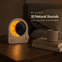 Réveil avec lumière lunaire à intensité variable, mini lampe LED d'aide au sommeil pour chambre à coucher, design moderne en ABS