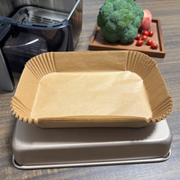 Papier de cuisson rectangulaire naturel anti-graisse pour friteuses à air, idéal pour les restaurants de restauration rapide