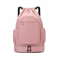 Sac à dos imperméable avec cordon de serrage, compartiment à chaussures, grande capacité, pour la salle de sport, avec poche avant zippée, pour hommes et femmes, sport