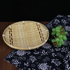 Bamboo Woven Shallow Plate Oval Fruit <b>Basket</b> Kitchen Serving <b>Tray</b> Residential Use Solid Pattern - Product Image 3